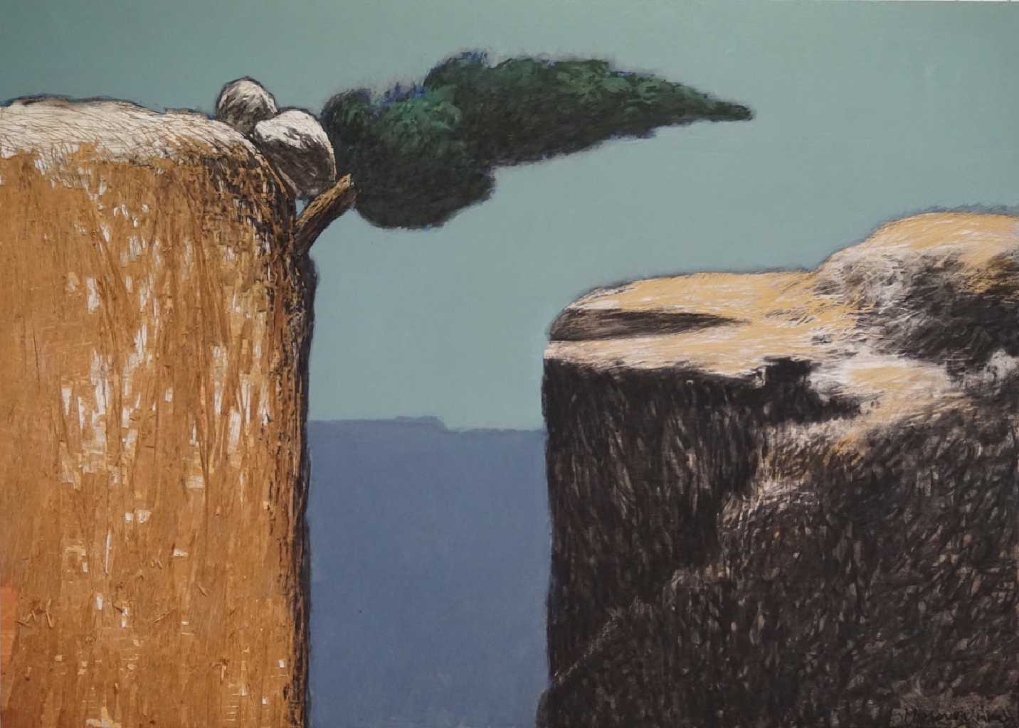 Μichalis Manousakis, The generosity of bowing, Acrylics and charcoal on wood, 50x70 cm, Courtesy of Ekfrasi-Yianna Grammatopoulou Gallery