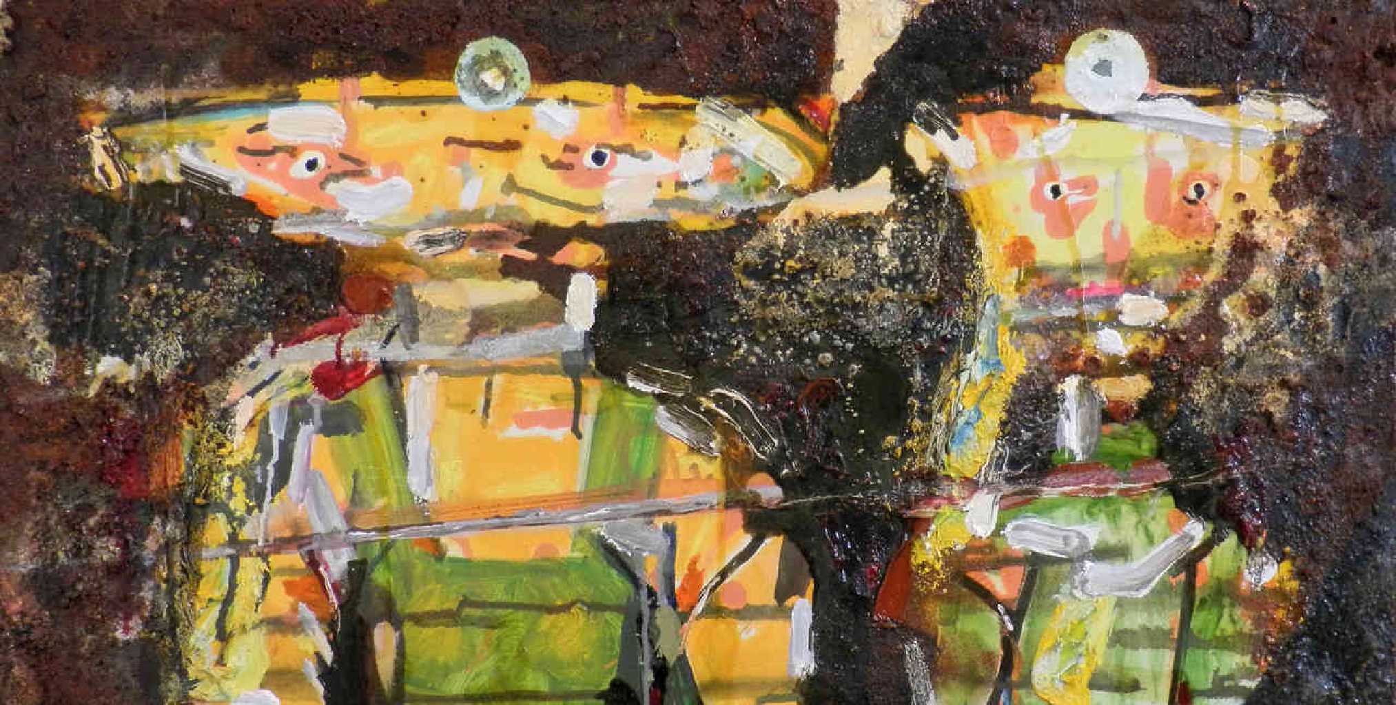 Haralabos Katsatsidis, Gold diggers, 33 x 66 cm, oil on canvas, 2018