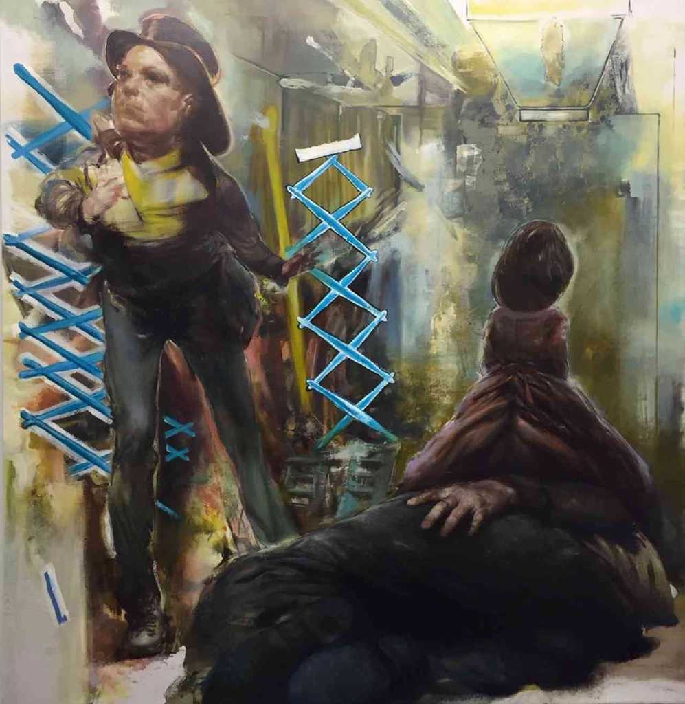 Tassos Missouras, Wrong parentheses, 93 x 96 cm, acrylic and oil on canvas, 2019