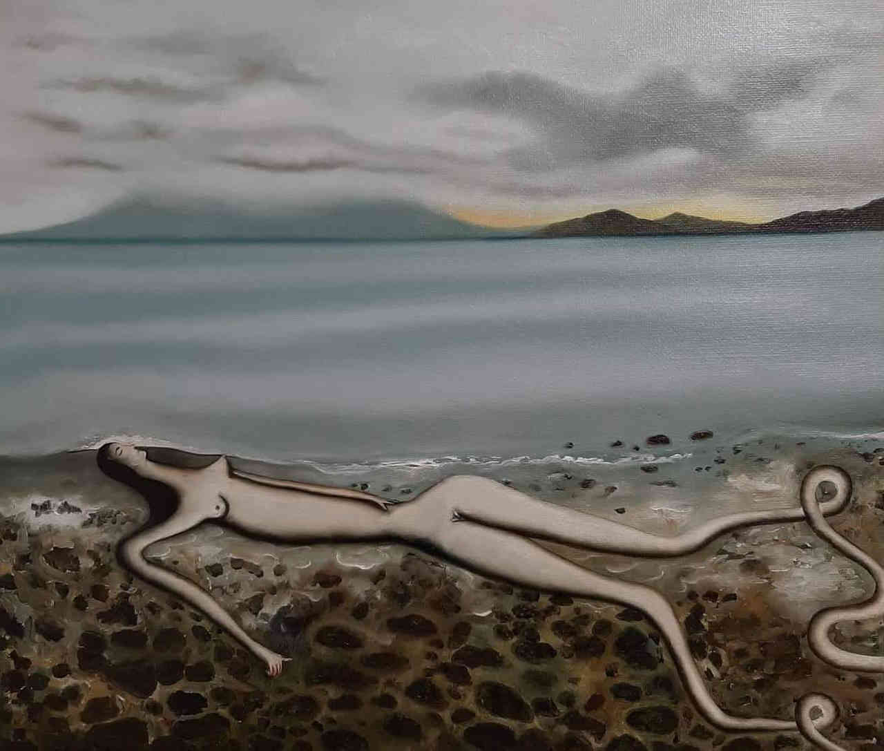 Vangelis Pliarides, Matsiki Beach, 60 x 70 cm, oil on linen, 2019