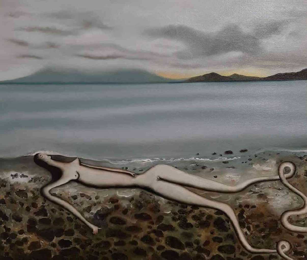 Vangelis Pliarides, Matsiki Beach, 60 x 70 cm, oil on linen, 2019