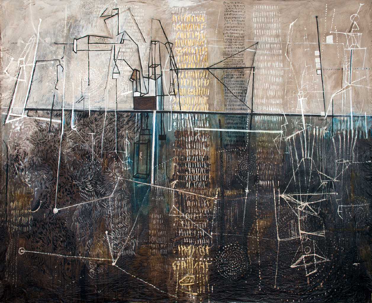 Mindscape I, ink and charcoal on canvas, 193 x 240 cm, 2020