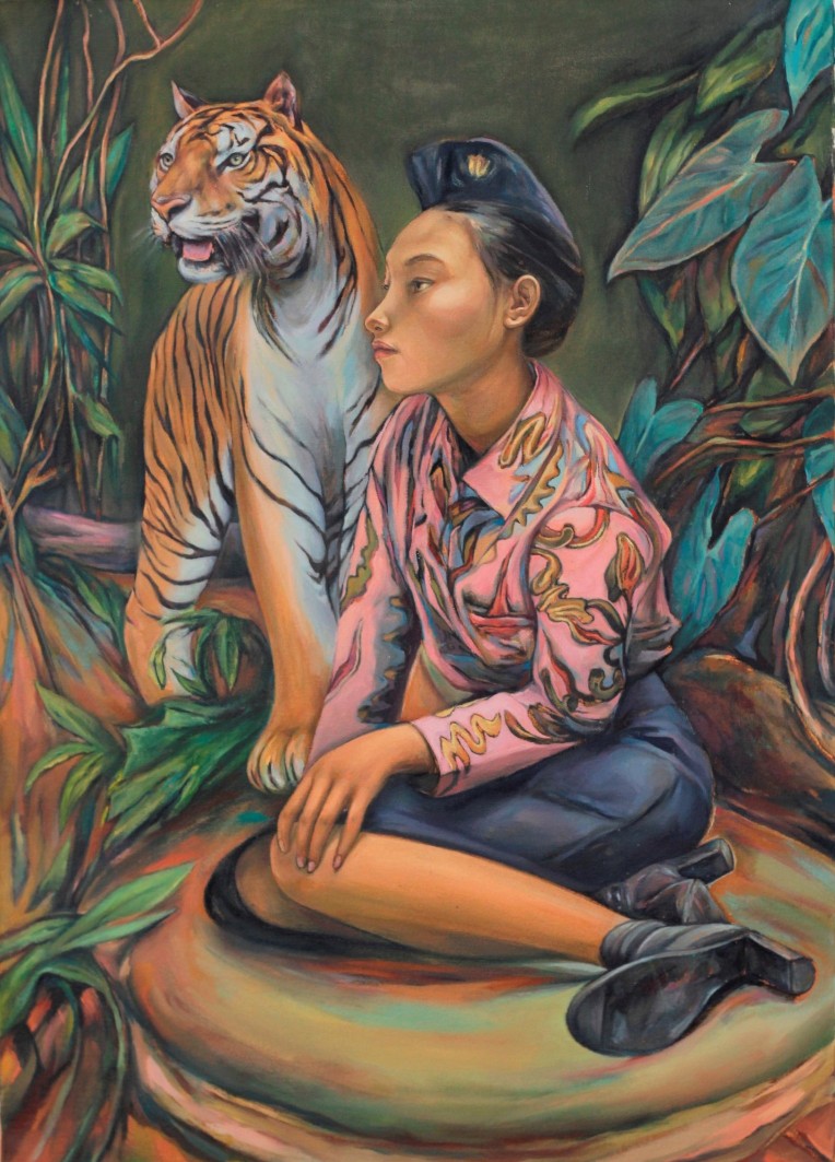 Dimitris Kokoris, Javanese, oils on canvas, 100 x 70 cm, 2020