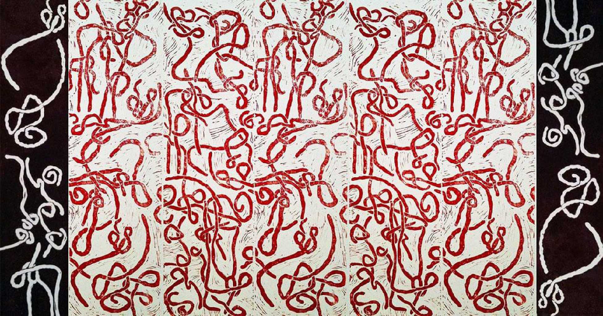 Marion Inglessi Virus, linocut on paper, 80x 180 cm Artist's Statement + Bio