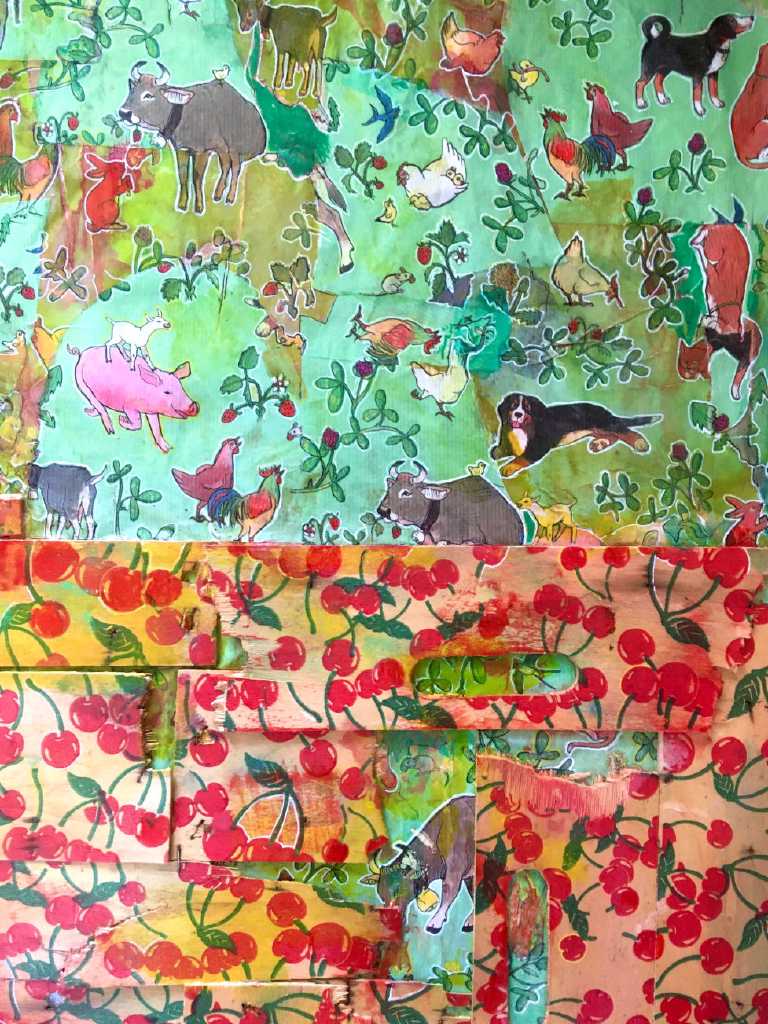 Konstantinos Patsios, English Breakfast, mixed media on wood, 115 x 70 cm, 2021