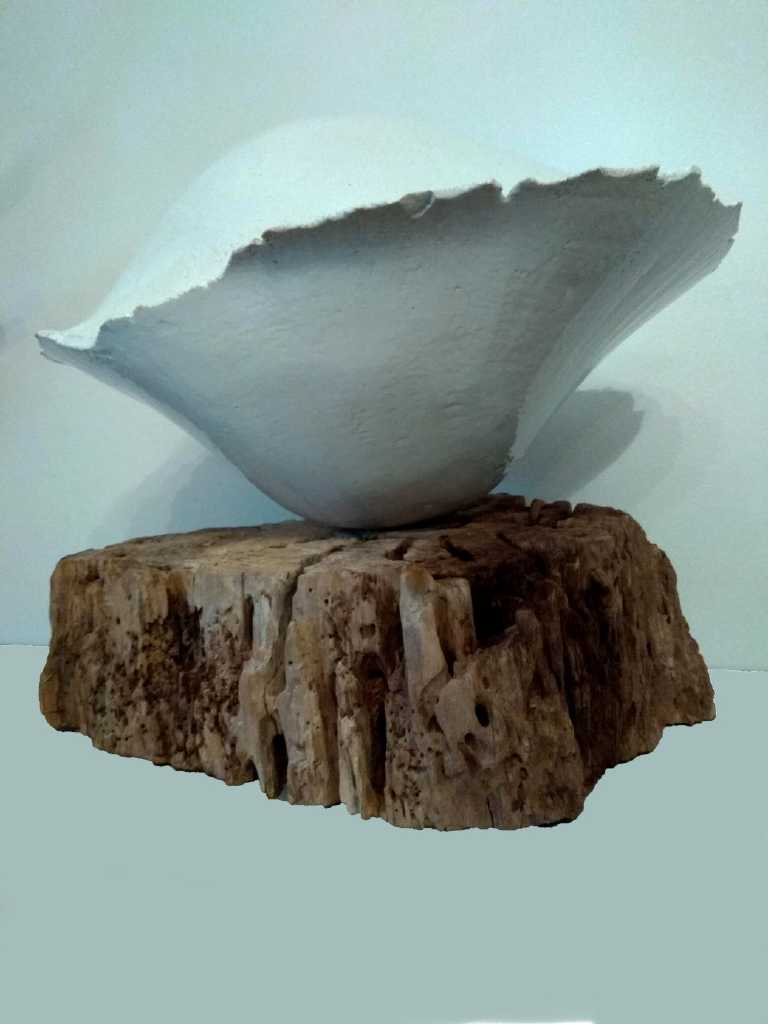 Theodora Tsiatsiou, The River, stoneware clay, enamel, wood, 75 x 68 x 53 cm, 2021