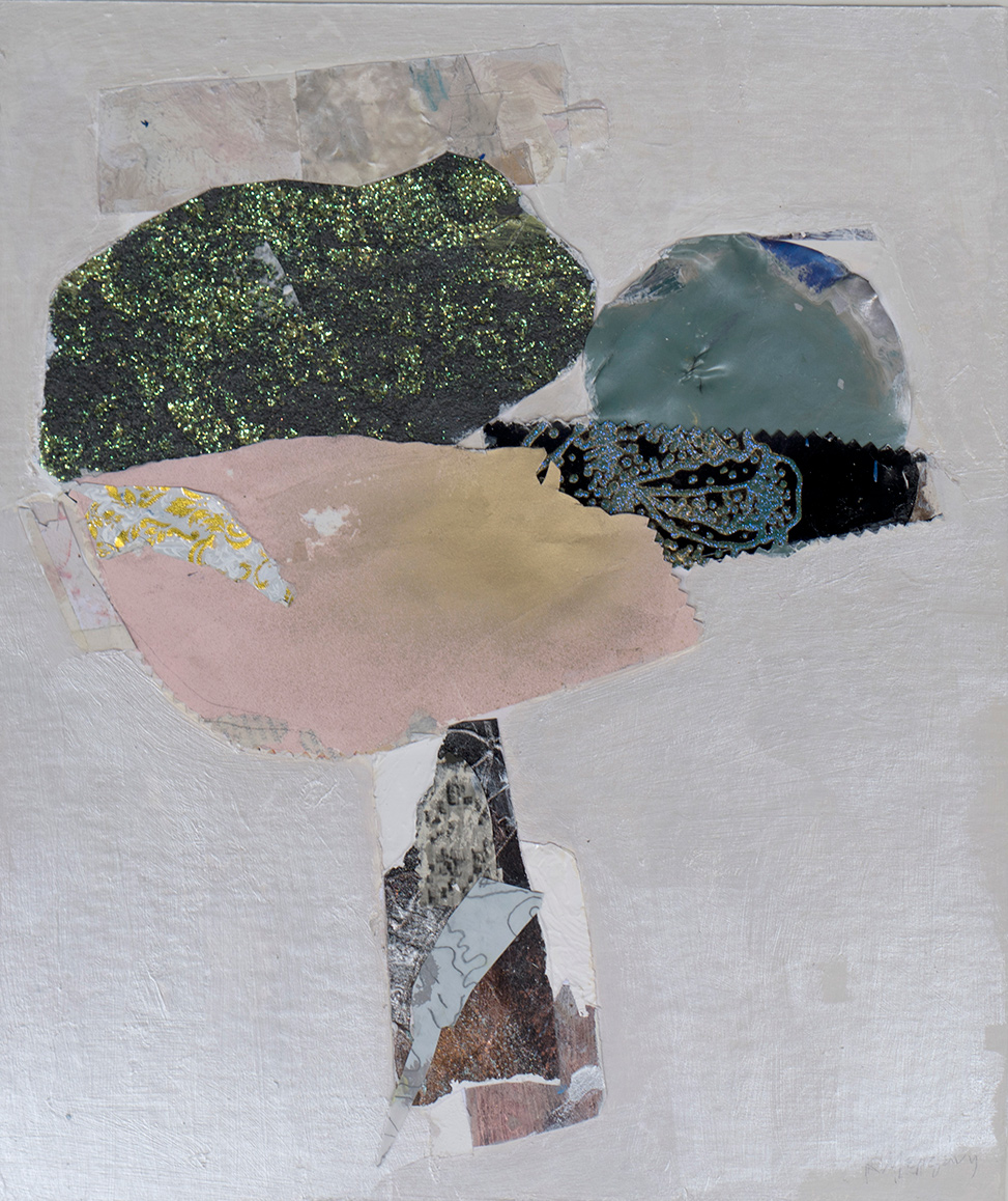 Katerina Mertzani, Heaven-no humans admitted, collage and acrylic on paper, 39,5 x 33,5 cm
