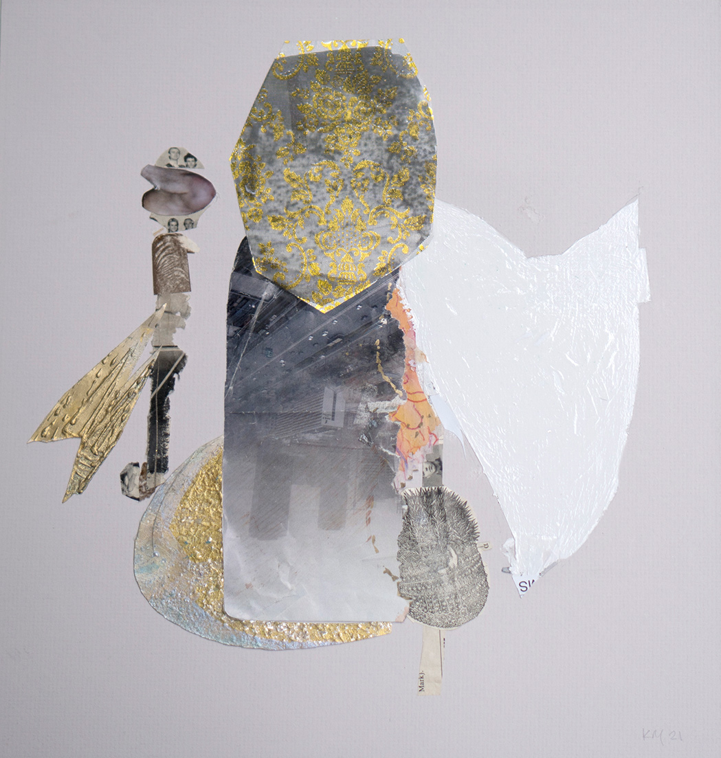 Katerina Mertzani, The town gown, collage and acrylic on paper, 38,5 x 36,5 cm