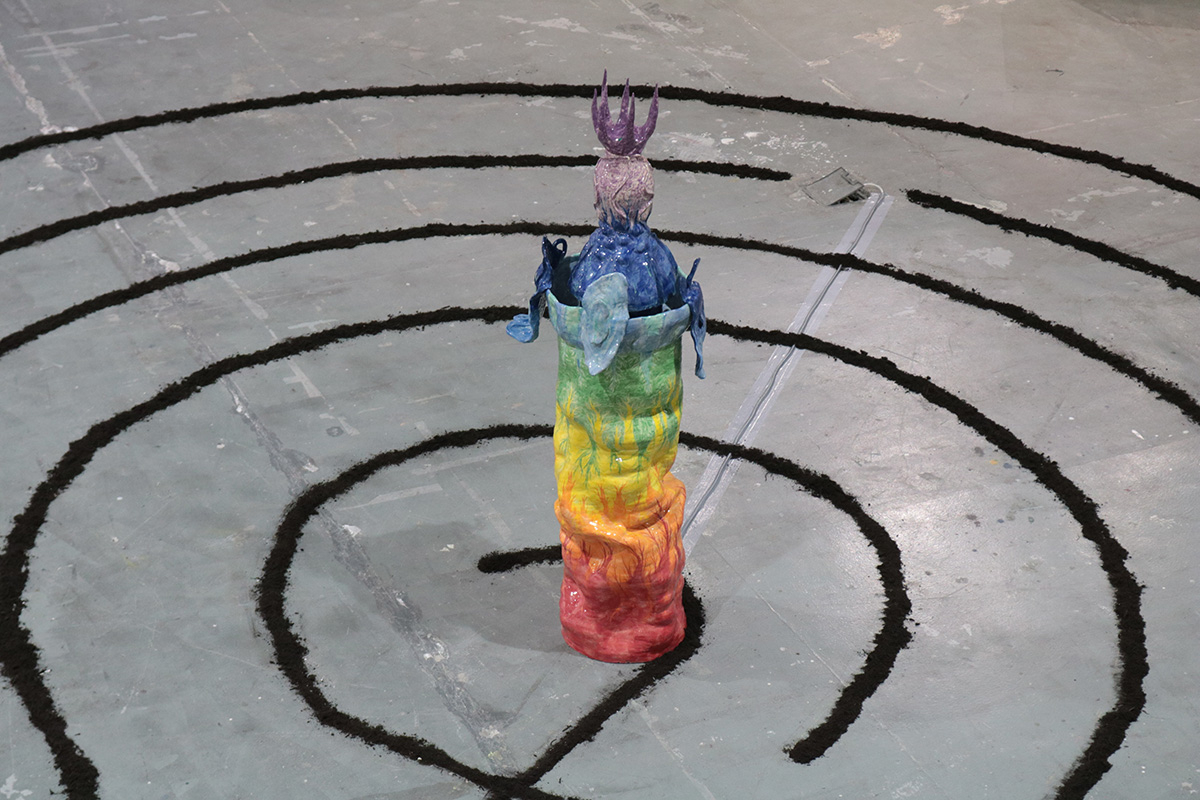 Ellie Gialama, Fountain, glazed ceramic, 190 x 60 cm, 2025