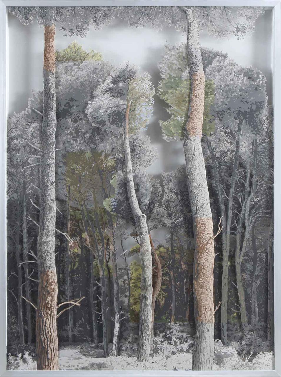 Forest 3, oil on transparent film, 86 x 117 cm, 2016