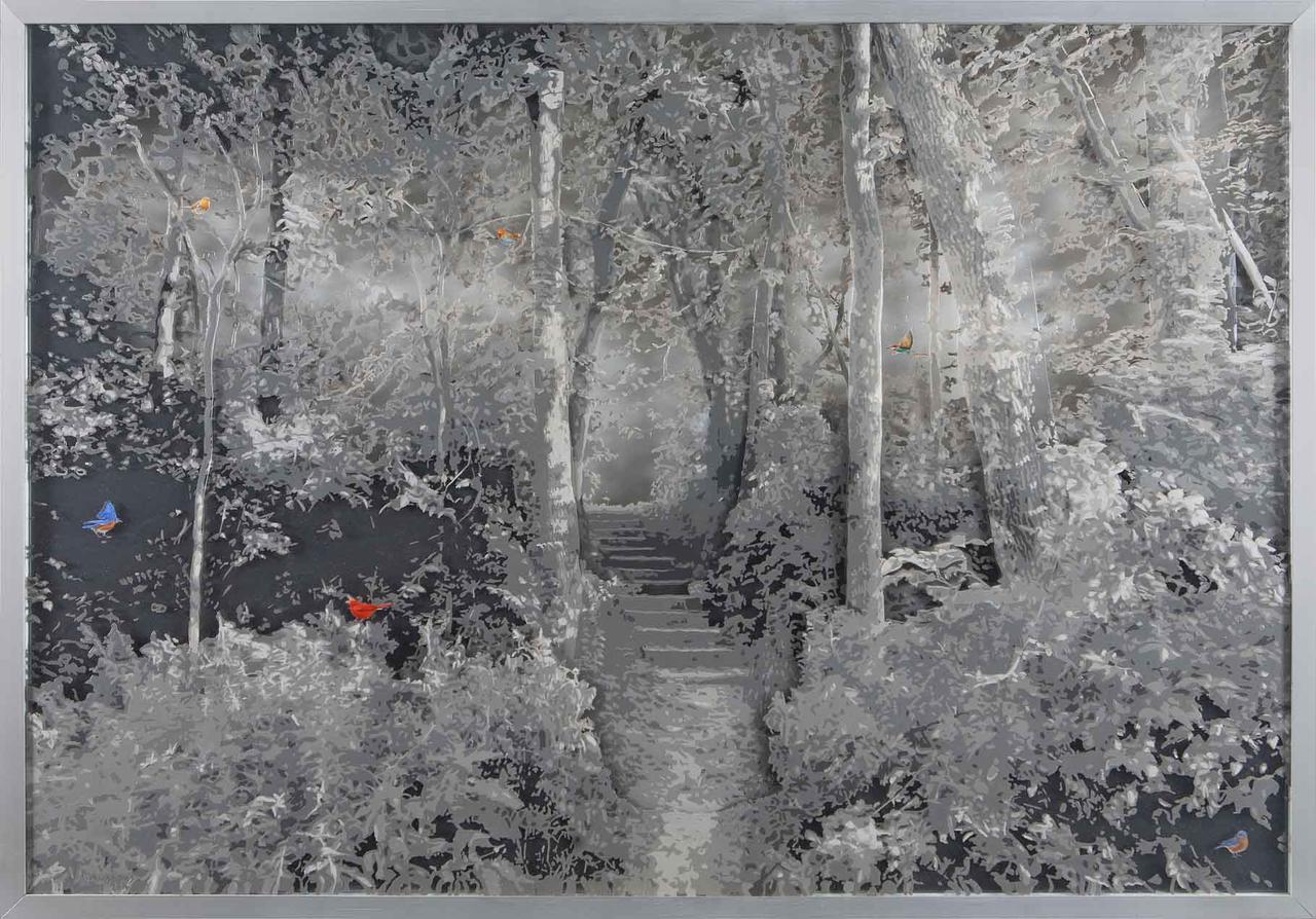 Forest 9, oil on transparent film, 114 x 80 cm, 2016