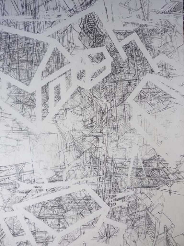 Christos Dimitriadis, Obsession I, charcoal on Fabriano paper, 79 x 104 cm