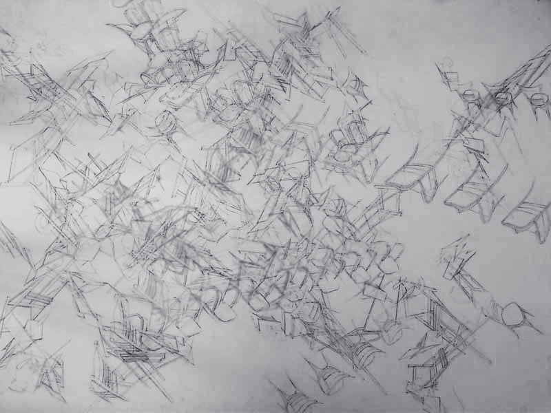 Christos Dimitriadis, Obsession III, charcoal on Fabriano paper, 79 x 104 cm