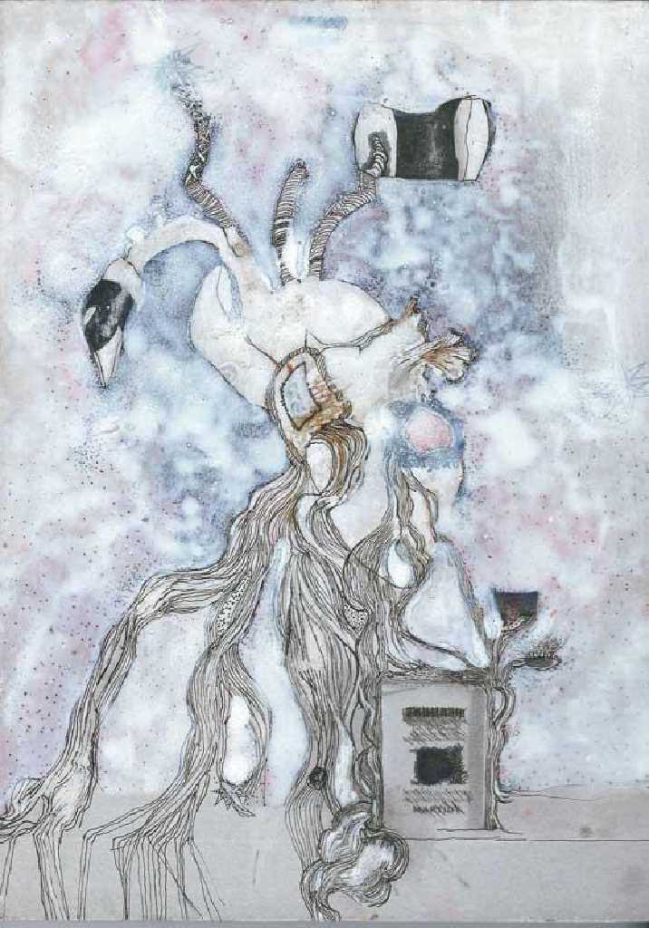 Vanessa Anastasopoulou, Carnival, mixed media on paper on wood, 18 x 13 cm
