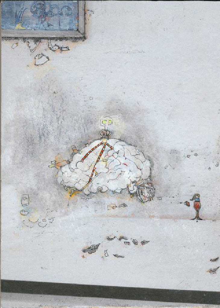 Vanessa Anastasopoulou, Flight, mixed media on paper on wood, 18 x 13 cm