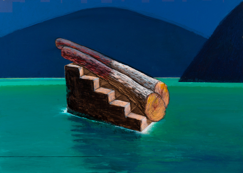 Michalis Manoussakis, Untitled, κάρβουνο & ακρυλικό σε ξύλο, 50 x 70 cm