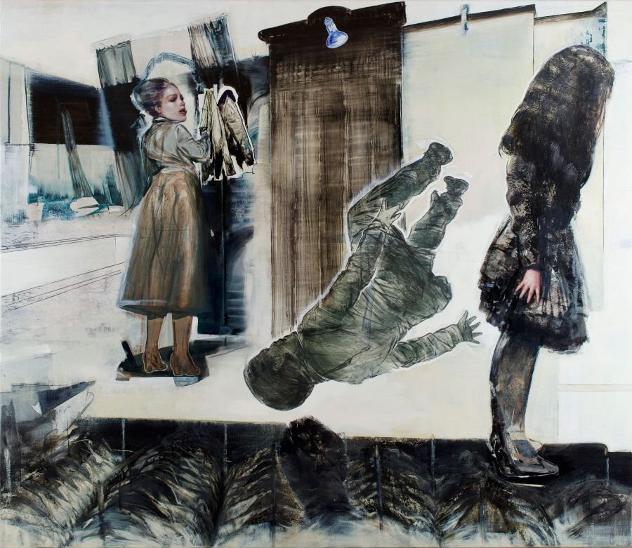 Tasos Missouras, Untitled, κάρβουνο, ακρυλικό & λάδι σε καμβα, 140 x 160 cm, 2013