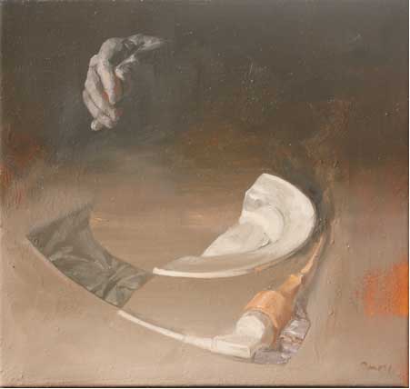 Mózes Incze, Sheltered Half (2017), oil on canvas, 35 x 35 cm