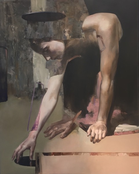 Mózes Incze, Touch (2020), oil on canvas, 100 x 80 cm