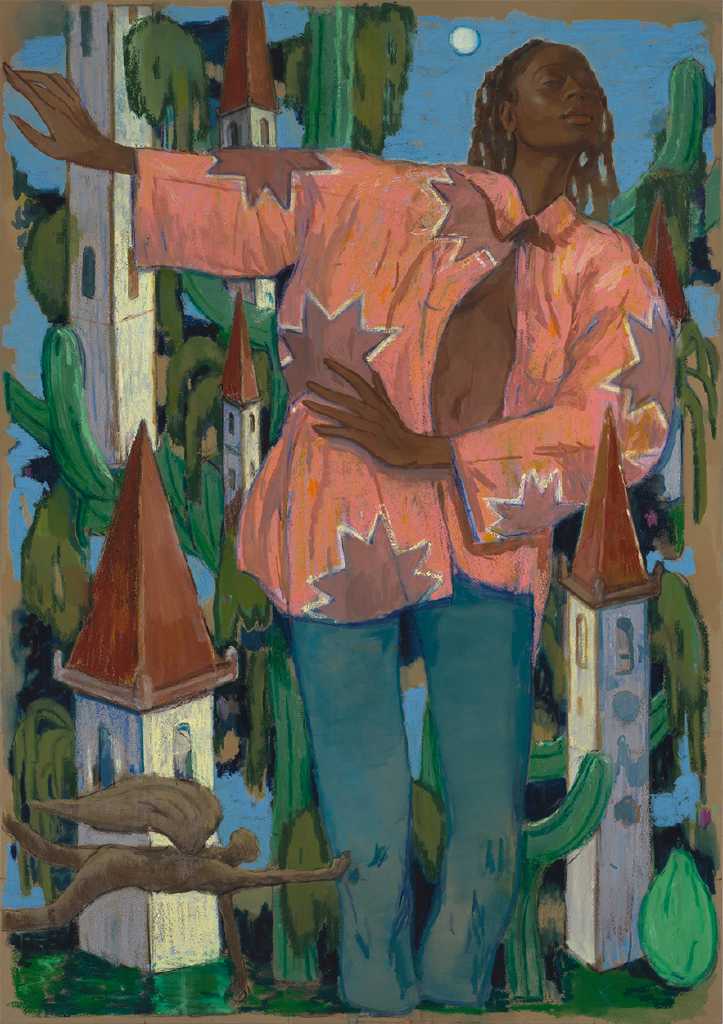 Na Kolonia, Oil and oil pastel on canvas, 153 × 108 cm, 2025