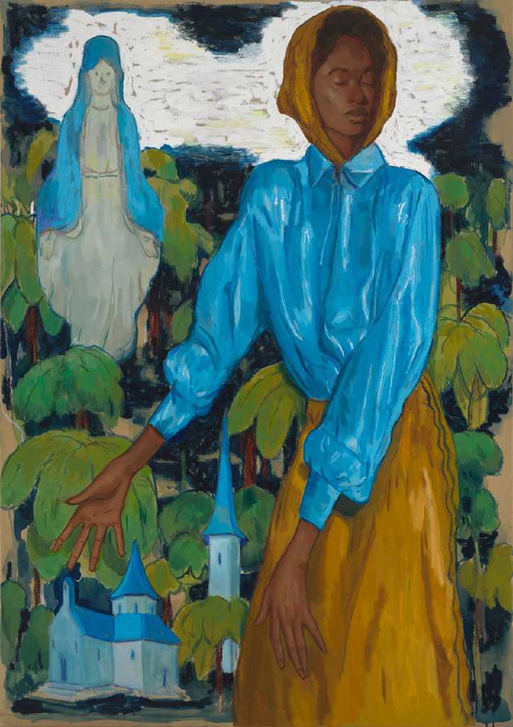 Notre dame des palmistes, Oil and oil pastel on canvas, 153 × 108 cm, 2025