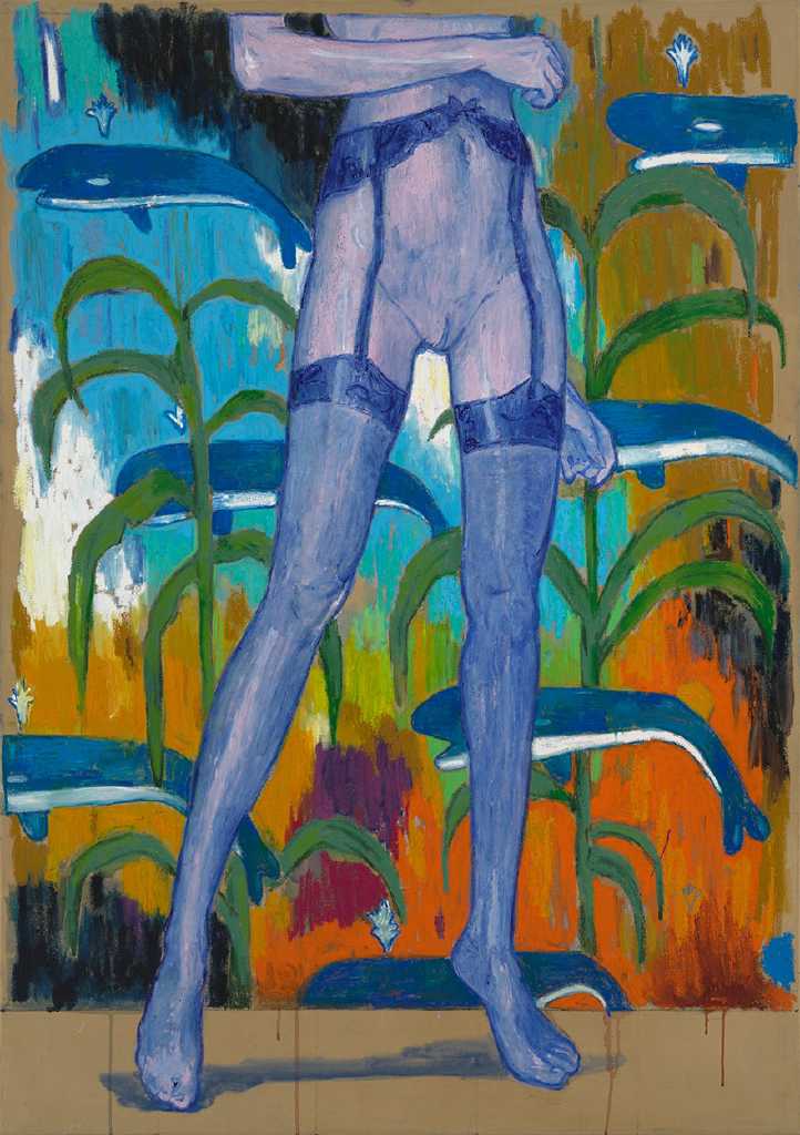 L’ Origine de bleu, Oil and oil pastel on canvas, 153 × 108 cm, 2025