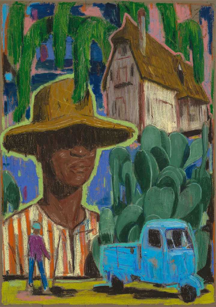 Under the straw, Oil and oil pastel on canvas, 76 × 108 cm, 2025