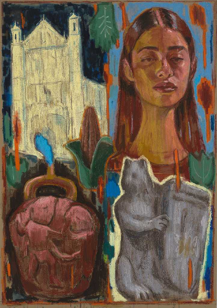 Isabelline’s Anatomy, Oil and oil pastel on canvas, 70 × 100 cm, 2025