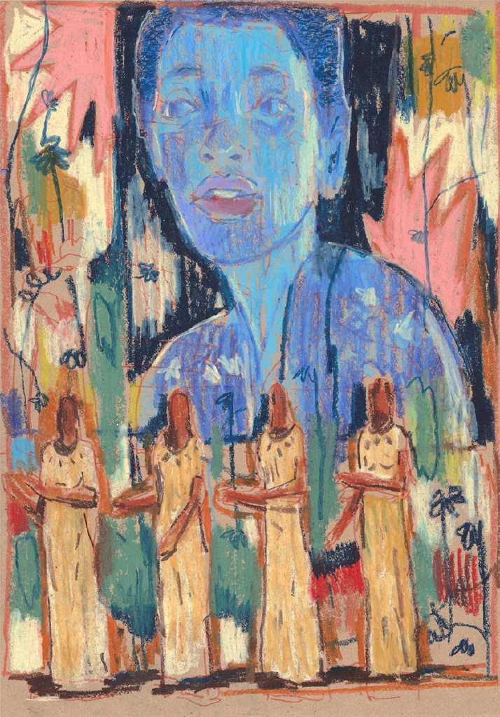 Niafunke, Oil pastel on paper, 30 × 42 cm, 2025