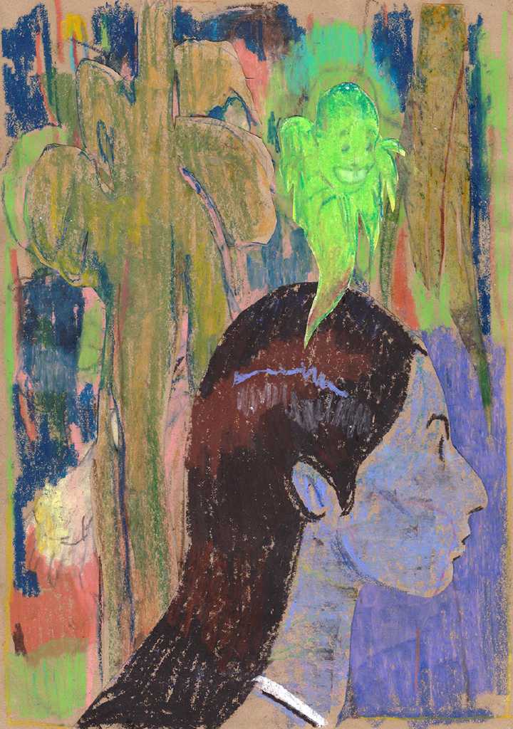 Sucré salé, Oil pastel on paper, 30 × 42 cm, 2025