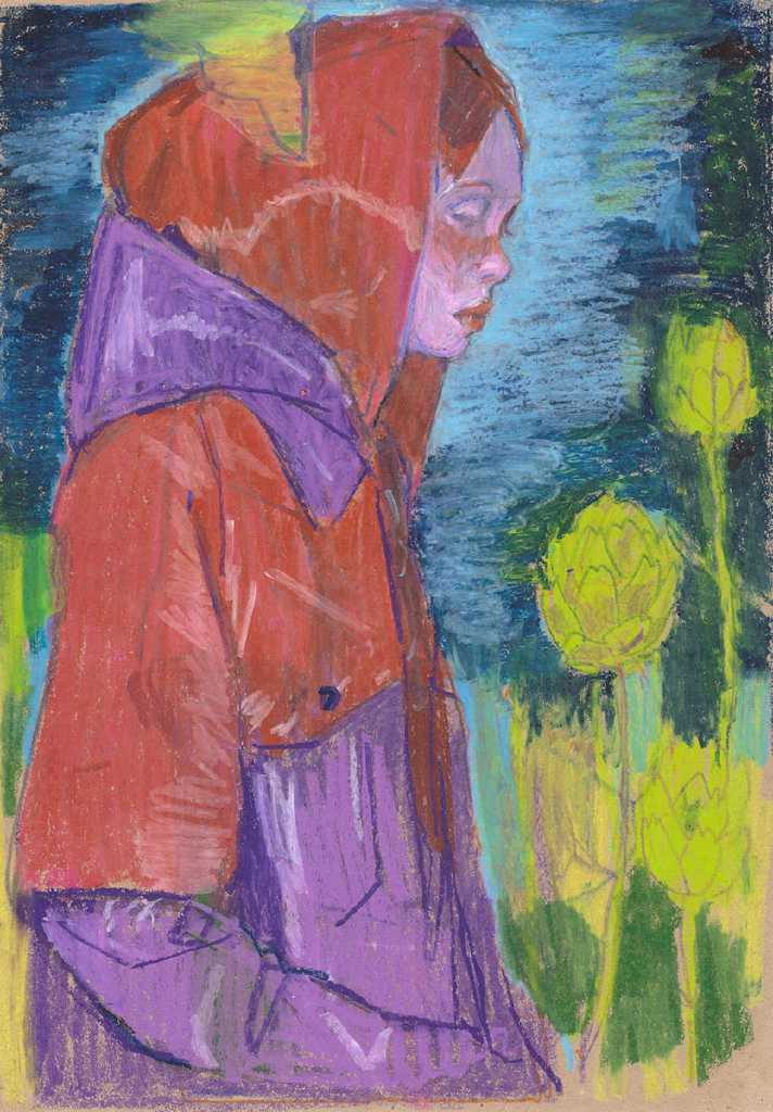 Searching, Oil pastel on paper, 30 × 42 cm, 2025