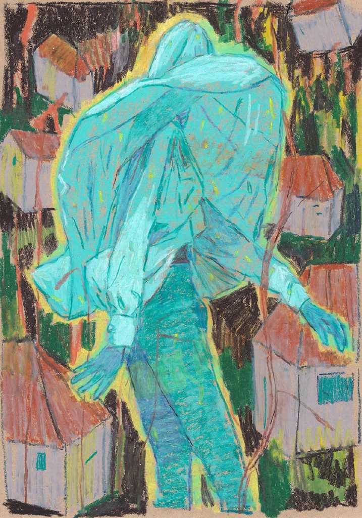 Jako, Oil pastel on paper, 30 × 42 cm, 2025