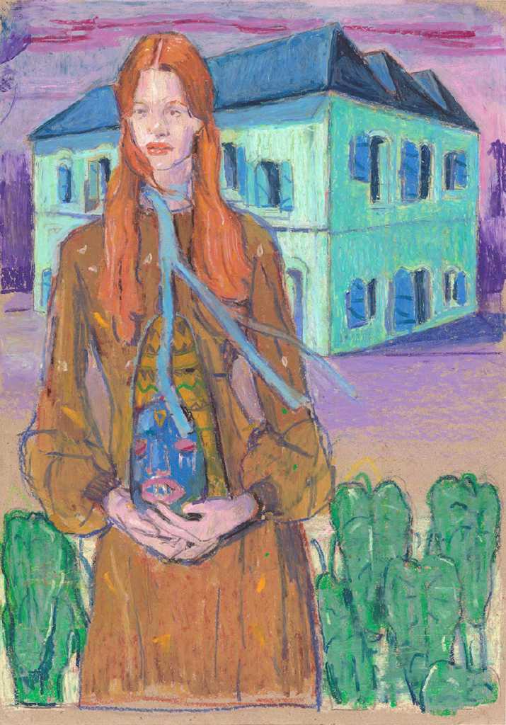 A Villele, Oil pastel on paper, 30 × 42 cm, 2025