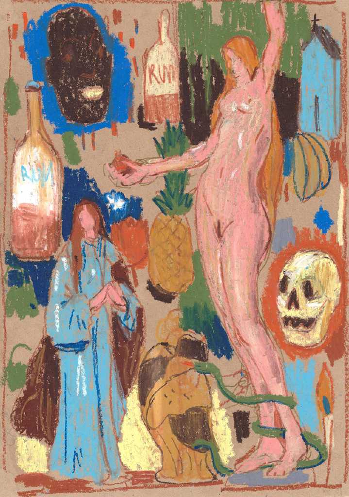 Eve, Oil pastel on paper, 30 × 42 cm, 2025