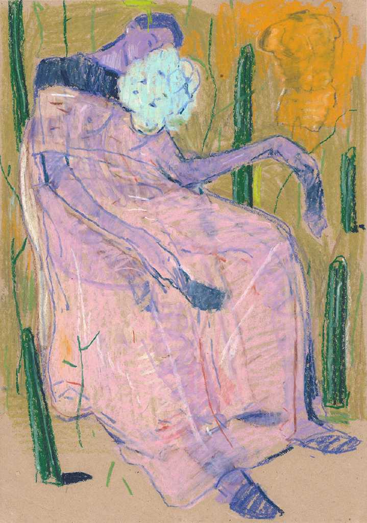 Le bouquet, Oil pastel on paper, 30 × 42 cm, 2025