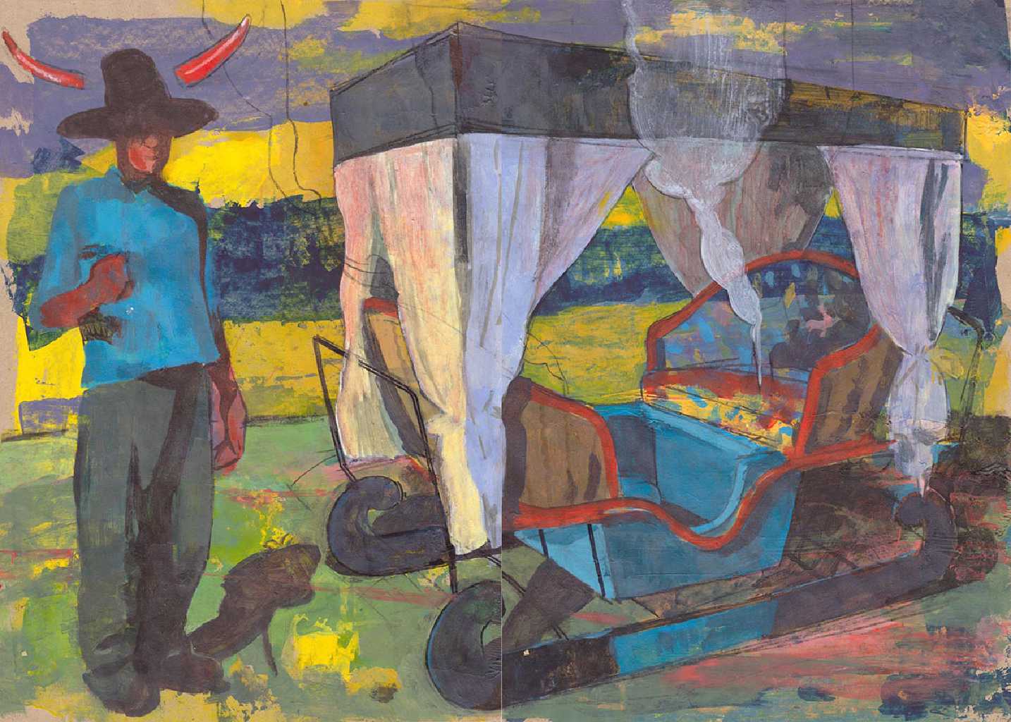 Carreiro, Oil pastel on paper, 30 × 42 cm, 2025