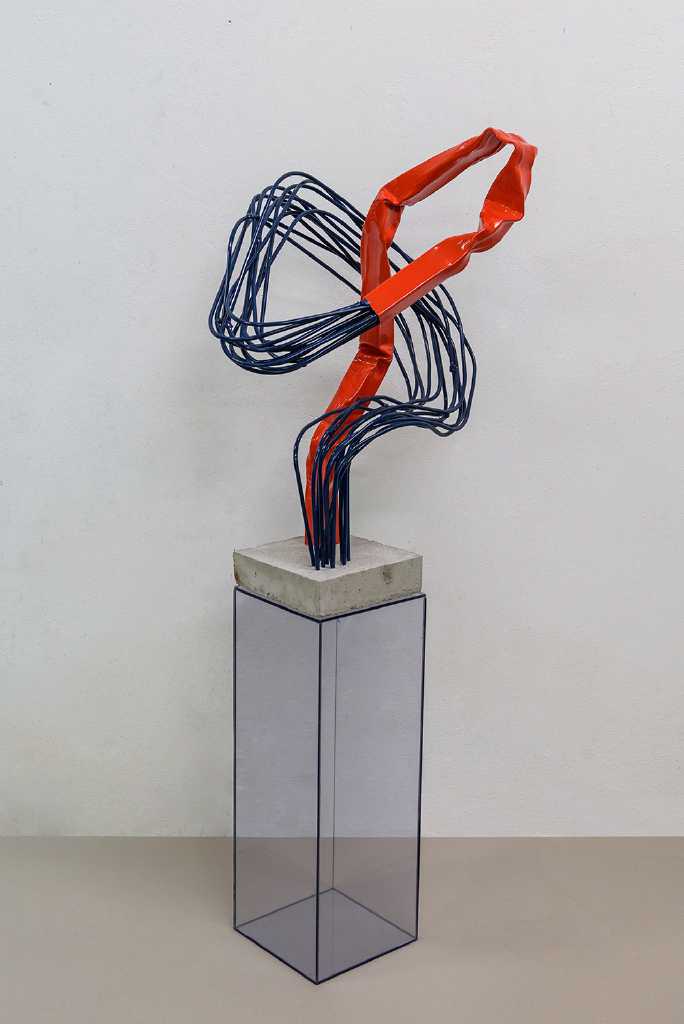 Contact, Iron, cement, colour, 168 x 45 x 45 cm, 2020, Athens