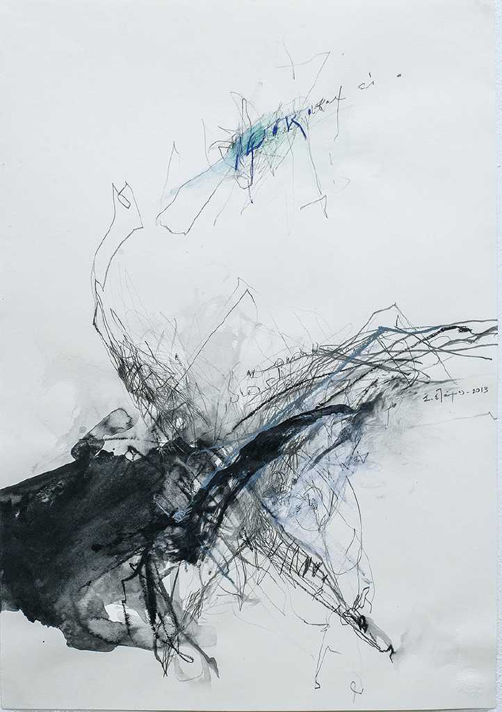 Untitled II, Acrylic, pencil, pastels on paper, 48 x 30 cm, 2013, Athens