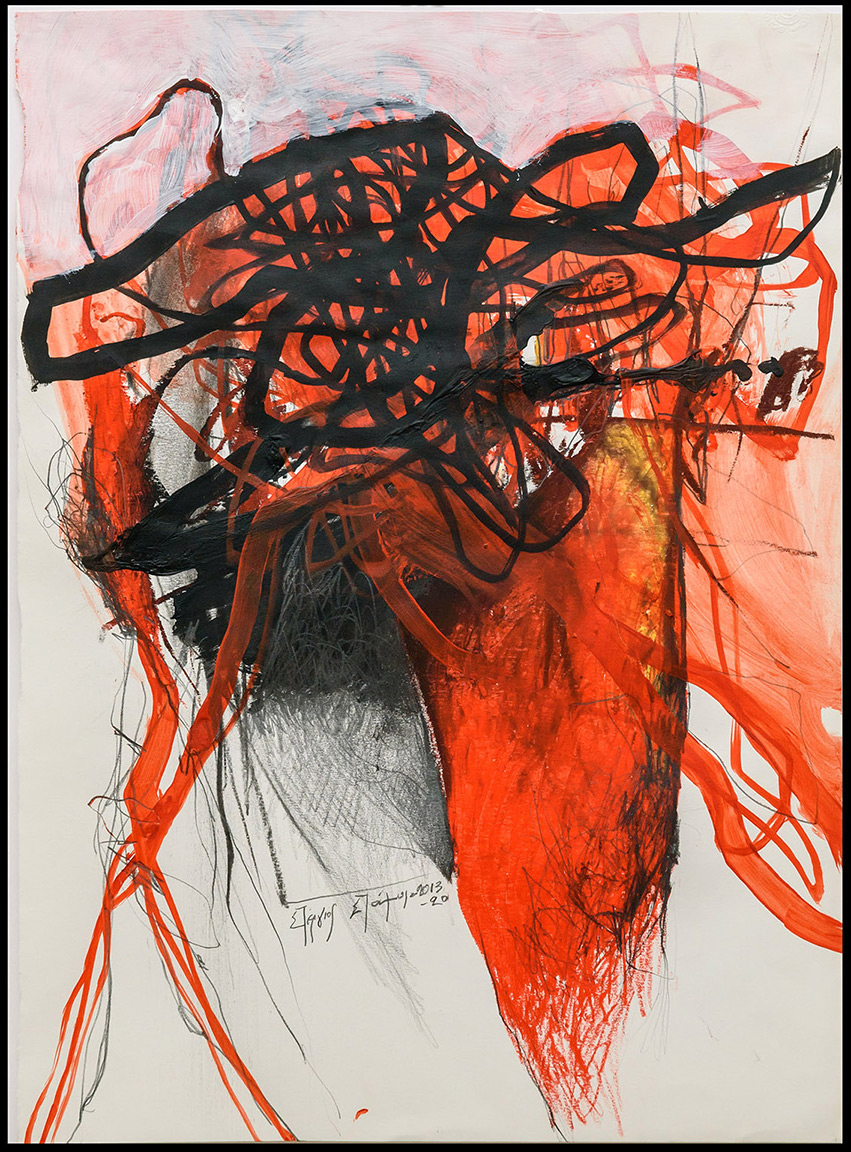 Stergios Stamos, Untitled I, 2013-20, acrylics and pencil on paper, 48 x 35 cm