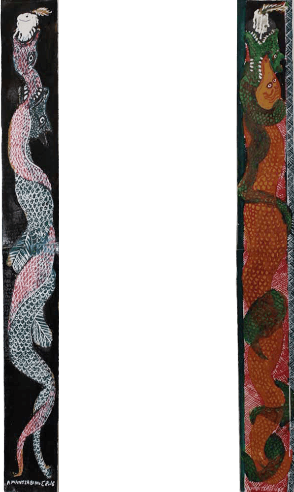 Tassos Mantzavinos, Snake, watercolours & ink, 81 x 10 cm (each), 2016
