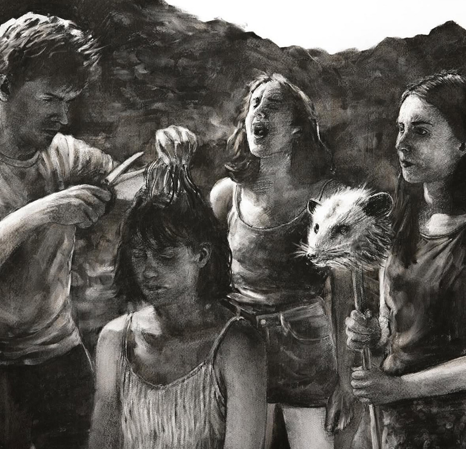 The Day We Cut Her Loose, charcoal on paper, 50 x 50 cm