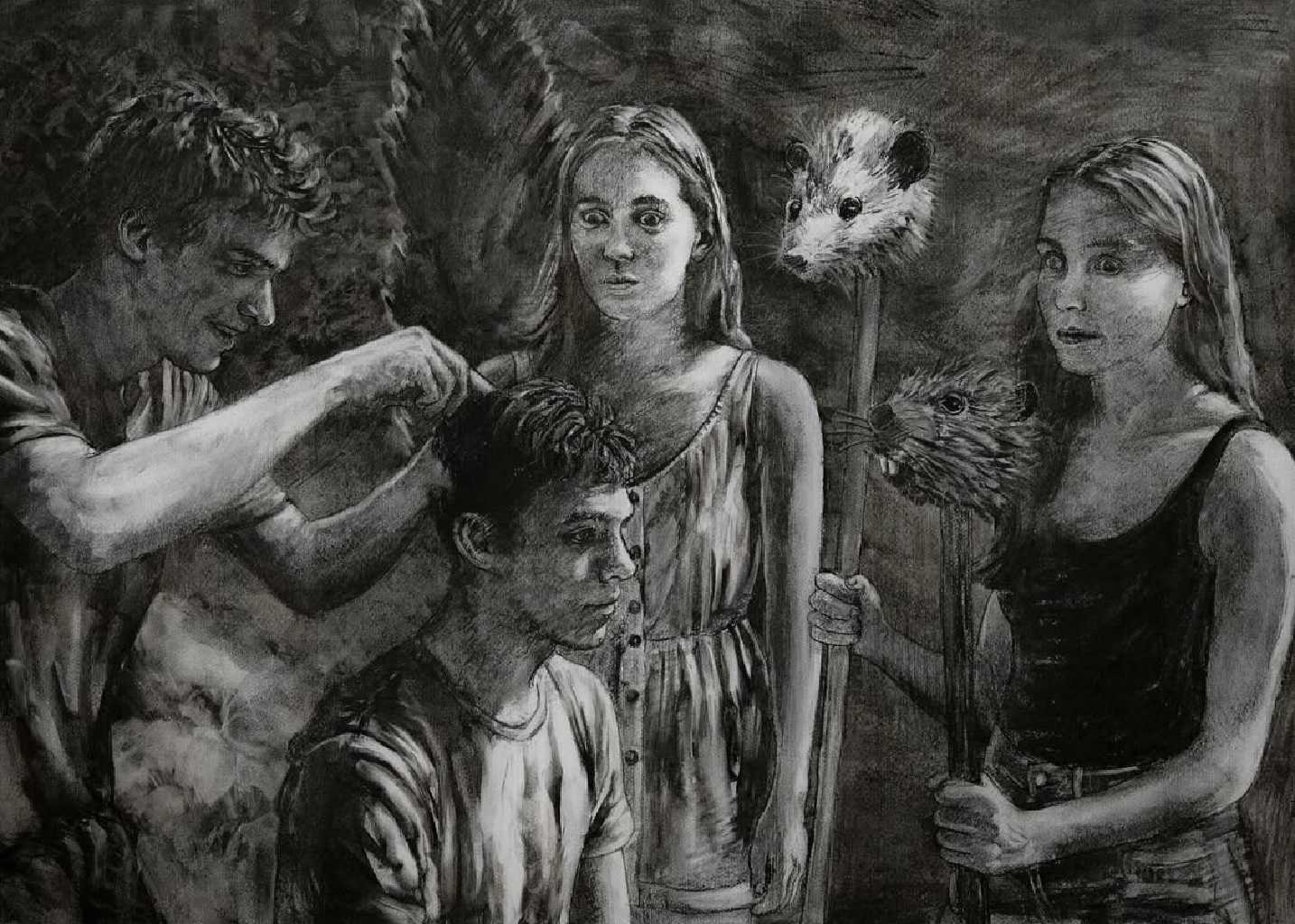 The Night Shift, charcoal on paper, 50 x 70 cm