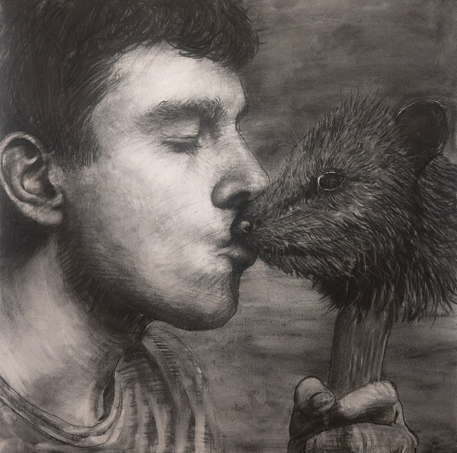 The Tiniest of Benedictions, charcoal on paper, 50 x 50 cm