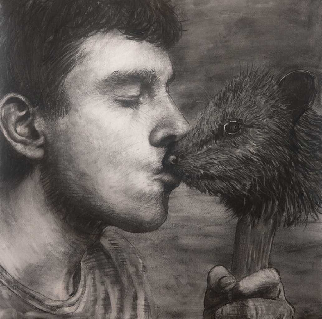 The Tiniest of Benedictions, charcoal on paper, 50 x 50 cm
