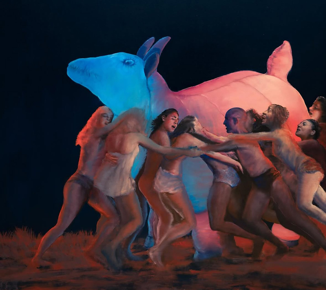 The Beast from the East, the Pest from the West, oil on canvas, 90 x 100 cm