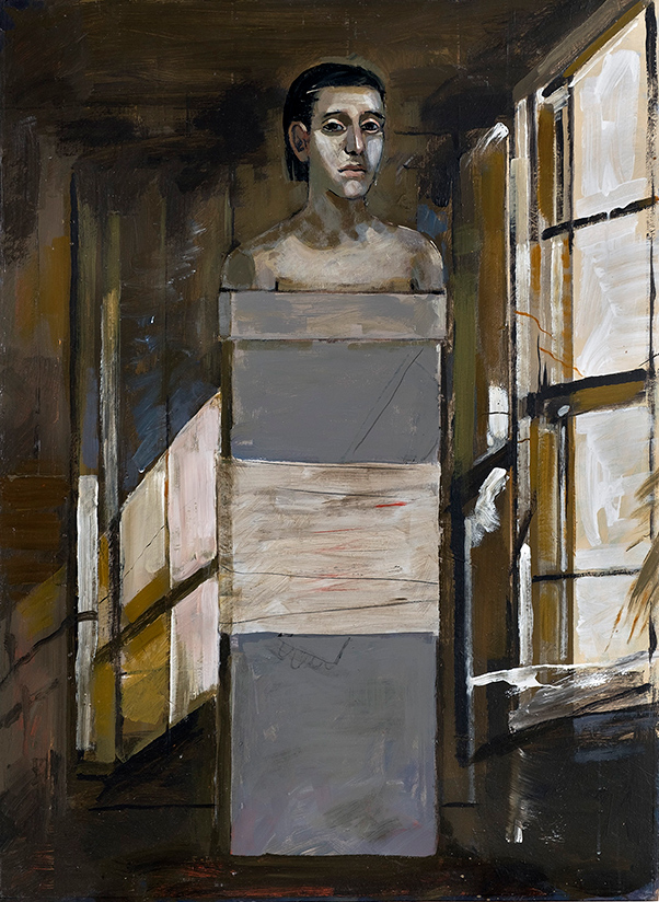 Kyriakos Katzourakis, Shame, oil on wood, 107X81 cm, 2017