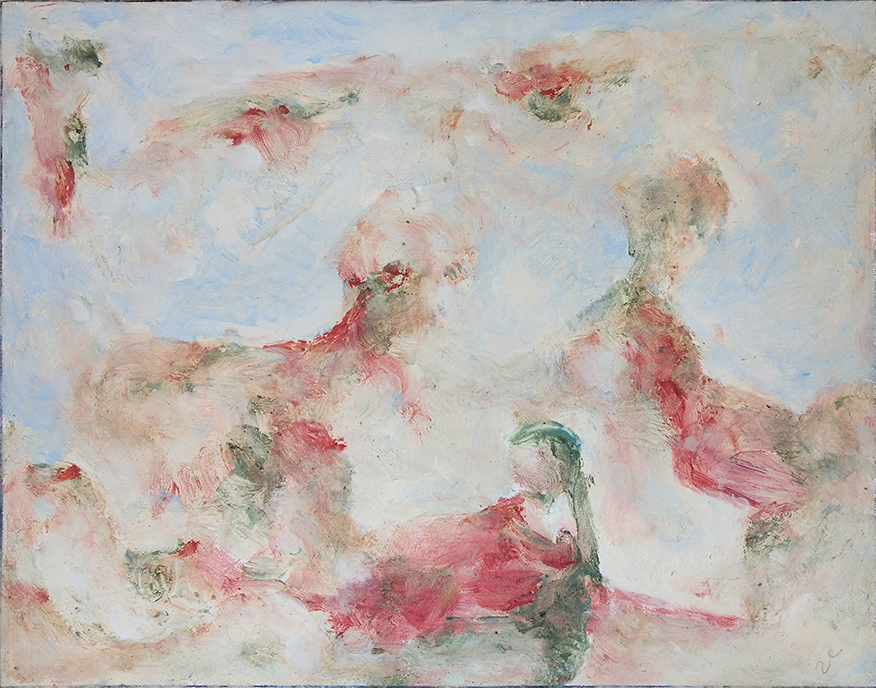 Thrafia (Panagiotis Daniilopoulos), Fairies (Nebulae), wax and pigments on canvas, 40x50 cm, 2020