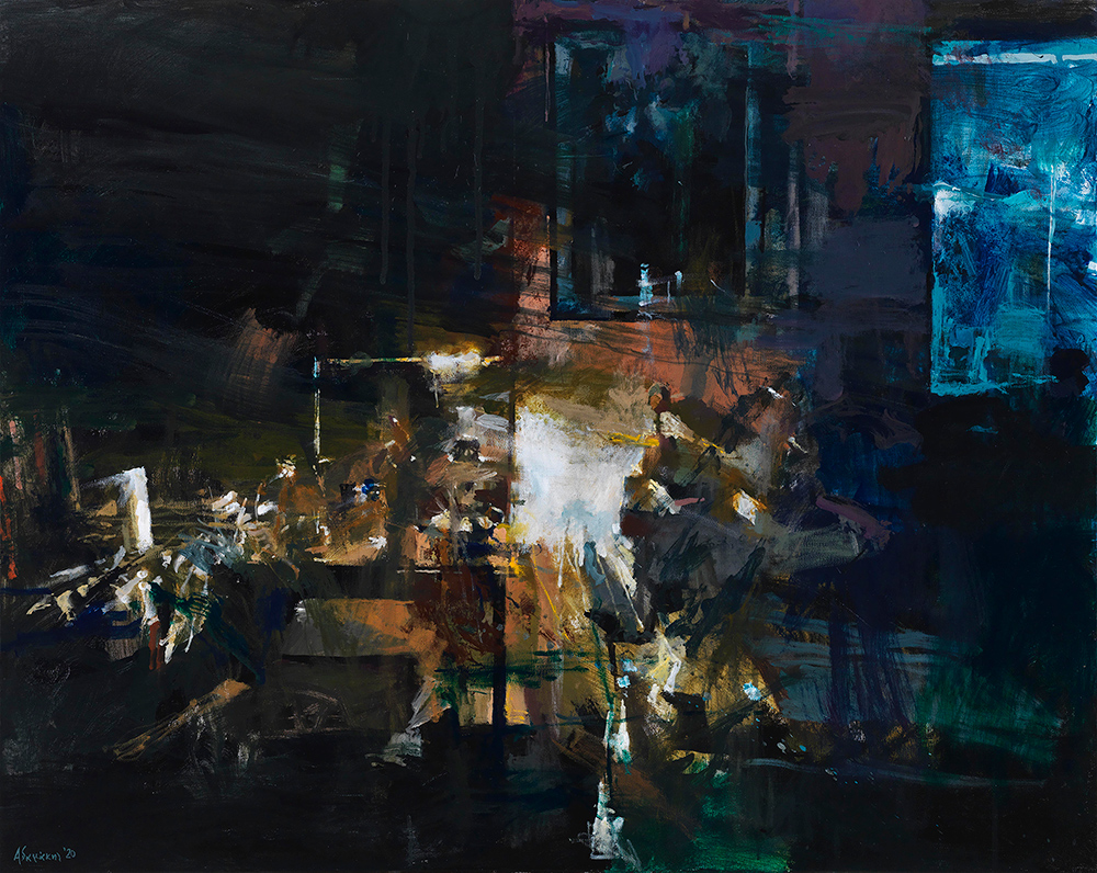 Yiannis Adamakis, Interior Ι, acrylics on canvas, 80X100 cm, 2020