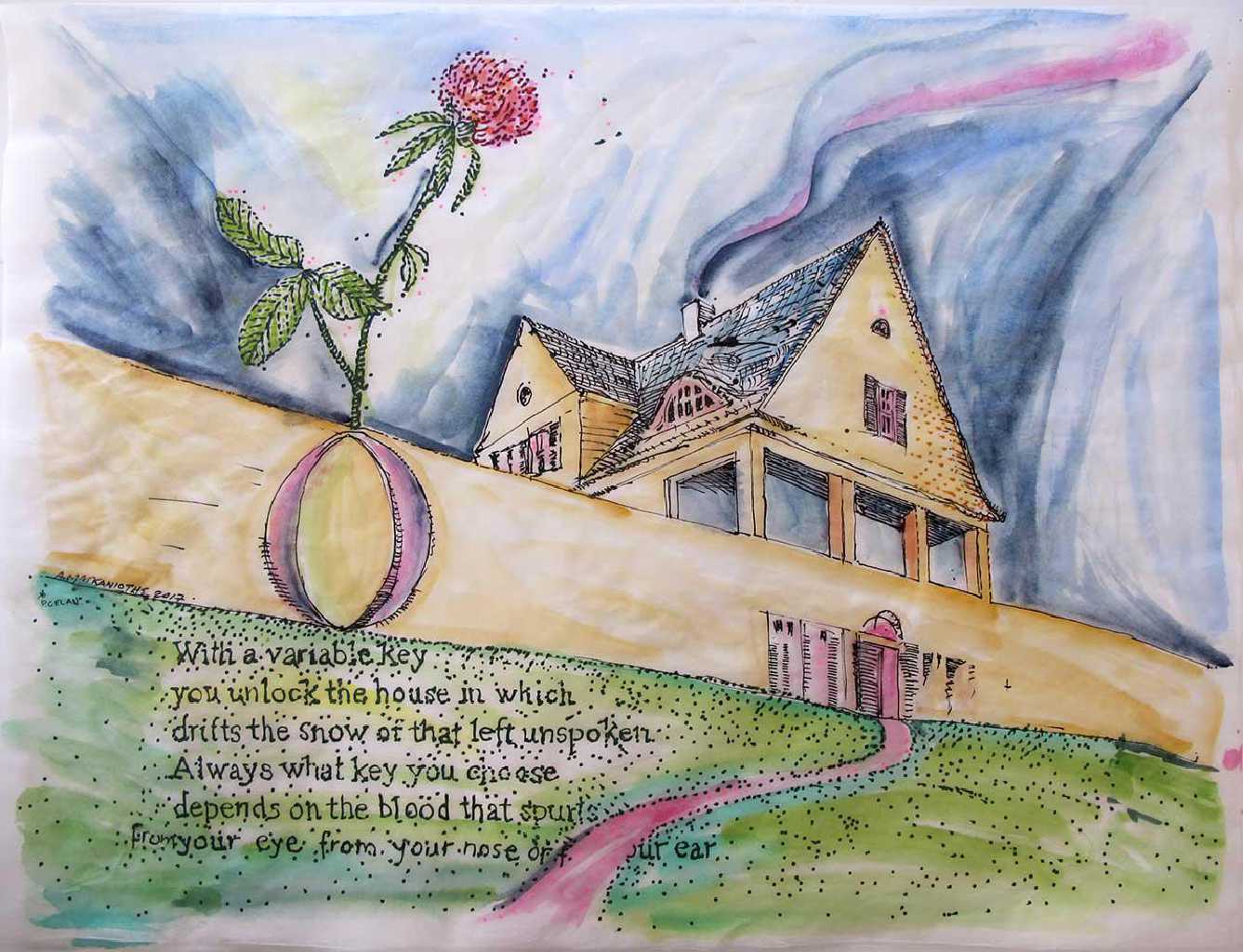 Alexandros Maganiotis, With A Variable Key, from a poem of Paul Celan, 49 x 64 cm