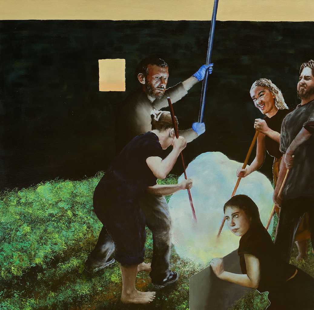 Whippin’ up a Deity on a Thursday Afternoon, oil on canvas, 80 x 80 cm